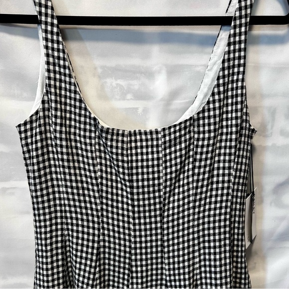 Bailey 44 Cottagecore Black & White Gingham A-Line Linen Midi Dress SZ 4 - Picture 4 of 7